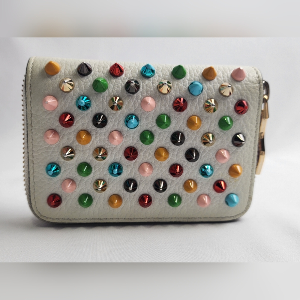 Authentic Christian Louboutin Multicolor Studded Panettone Spikes Wallet